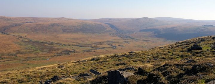 The Okement Valley east of Okehampton on a warm and humid October day.