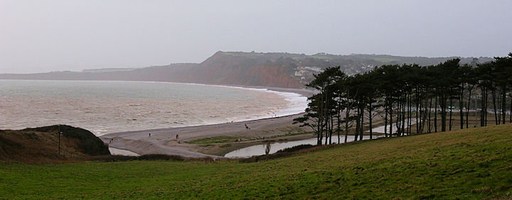 The River Otter and Budleigh Salterton on a grey and cold January day.