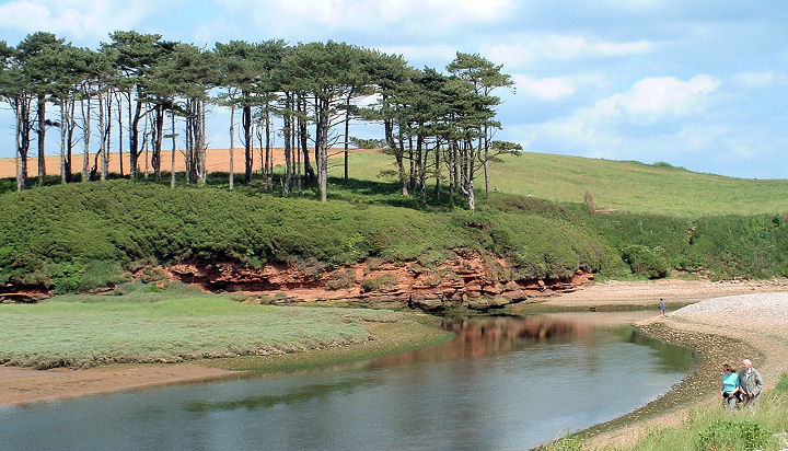 The River Otter where it meets the sea at Budleigh Salterton
